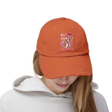 Unisex Distressed Cap mit Typografie-Motiven 
