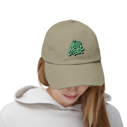 Unisex Distressed Cap mit Typografie-Motiven 