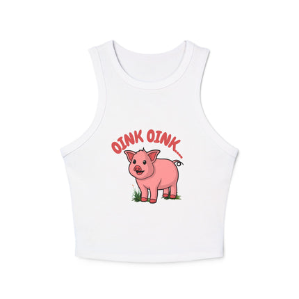 Oink Oink...   Graphic designed Women's Micro Rib Racer Tank Top
