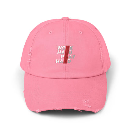Unisex Distressed Cap mit Typografie-Motiven 