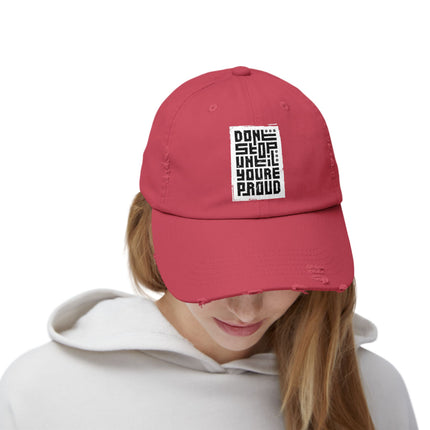 Unisex Distressed Cap mit Typografie-Motiven 
