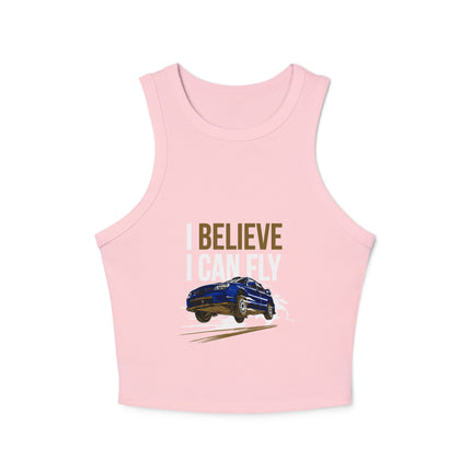 Damen Micro Rib Racer Tank Top mit Auto-Enthusiasten-Motiv