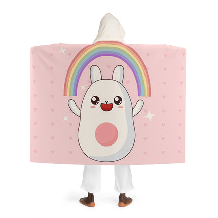 Niedlicher Hase mit Regenbogen-Design mit Kapuze, Sherpa-Fleecedecke 