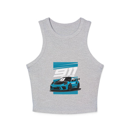 Damen Micro Rib Racer Tank Top mit Auto-Enthusiasten-Motiv