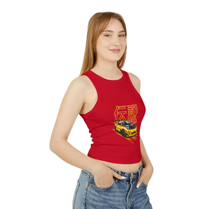 Damen Micro Rib Racer Tank Top mit Auto-Enthusiasten-Motiv