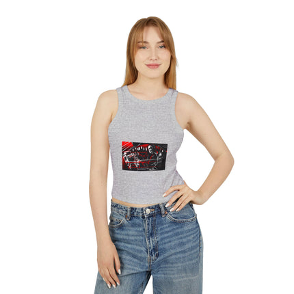 Damen Micro Rib Racer Tank Top mit Auto-Enthusiasten-Motiv