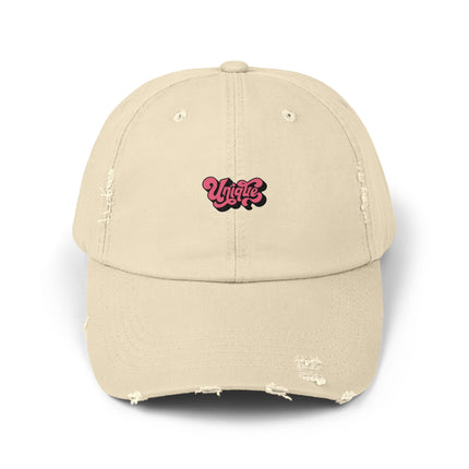 Unisex Distressed Cap mit Typografie-Motiven 