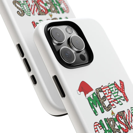 Merry Christmas Phone Case — Festive Santa Hat & Candy Cane Design Tough Case