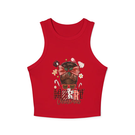 Christmas themed Women's Micro Rib Racer Tank Top