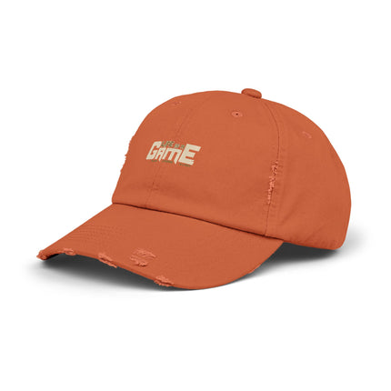 Unisex Distressed Cap mit Typografie-Motiven 