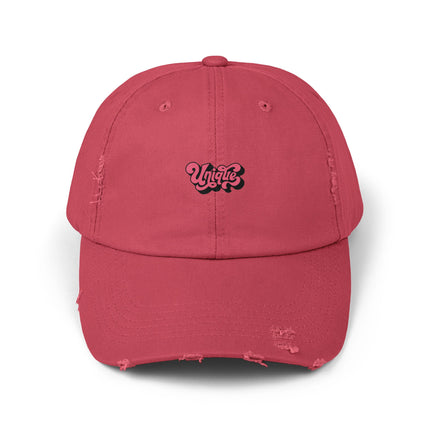 Unisex Distressed Cap mit Typografie-Motiven 
