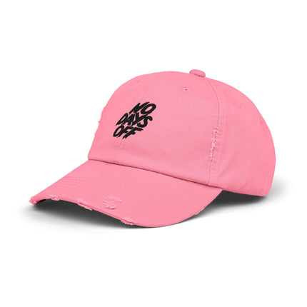 Unisex Distressed Cap mit Typografie-Motiven 