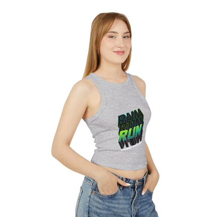 Damen Micro Rib Racer Tank Top mit Typografie-Motiven