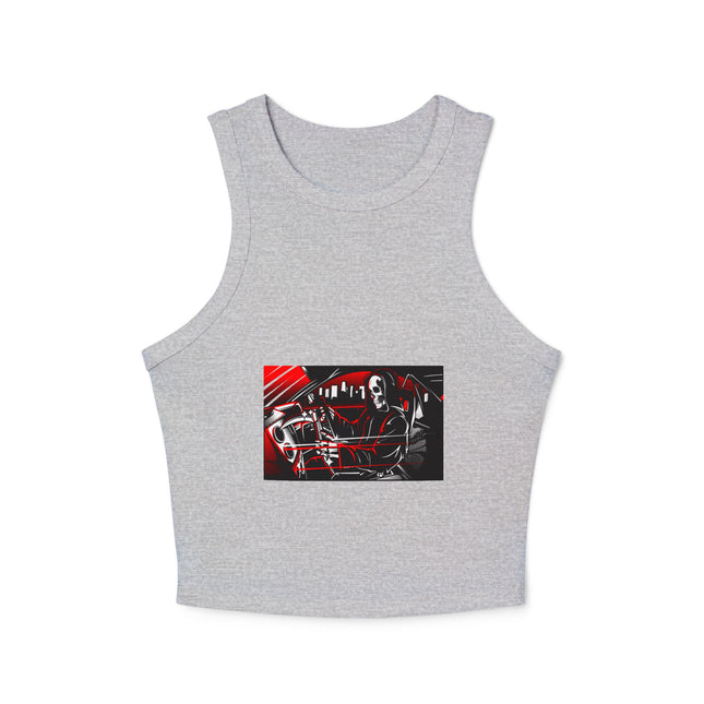 Damen Micro Rib Racer Tank Top mit Auto-Enthusiasten-Motiv