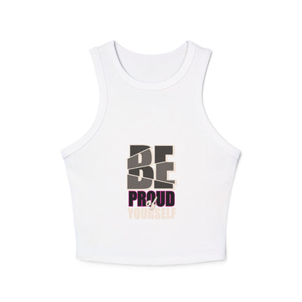 Damen Micro Rib Racer Tank Top mit Typografie-Motiven