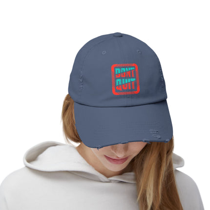 Unisex Distressed Cap mit Typografie-Motiven 