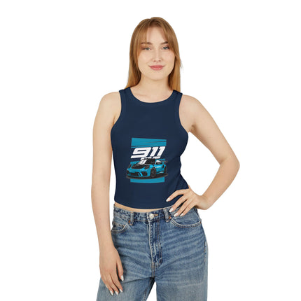 Damen Micro Rib Racer Tank Top mit Auto-Enthusiasten-Motiv