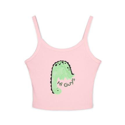 Hi Guys green dino Graphic designed Women's Spaghetti Strap Tank Top
