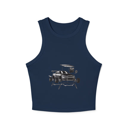 Damen Micro Rib Racer Tank Top mit Auto-Enthusiasten-Motiv