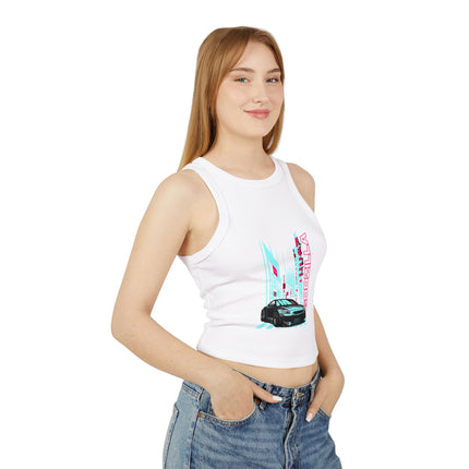 Damen Micro Rib Racer Tank Top mit Auto-Enthusiasten-Motiv