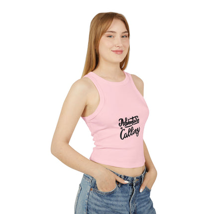 Damen Micro Rib Racer Tank Top mit Typografie-Motiven