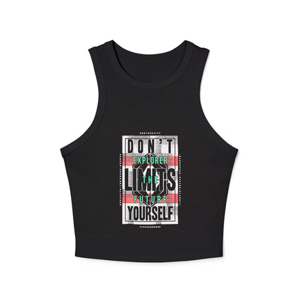 Damen Micro Rib Racer Tank Top mit Typografie-Motiven