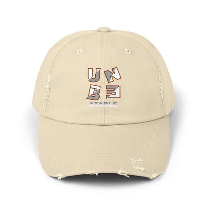 Unisex Distressed Cap mit Typografie-Motiven 