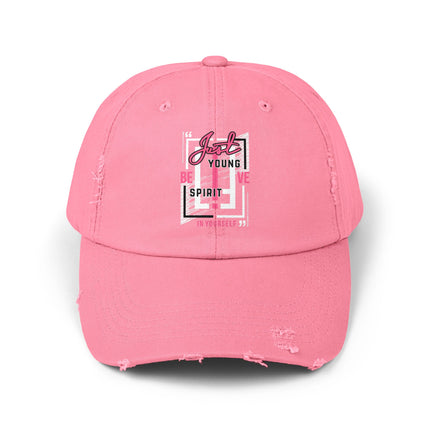 Unisex Distressed Cap mit Typografie-Motiven 