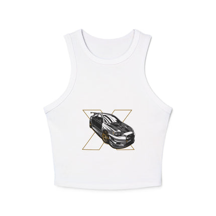 Damen Micro Rib Racer Tank Top mit Auto-Enthusiasten-Motiv