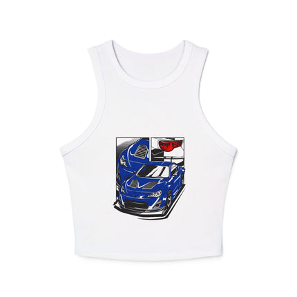 Damen Micro Rib Racer Tank Top mit Auto-Enthusiasten-Motiv