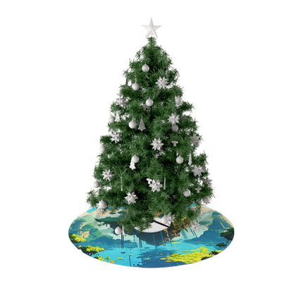 Floating Sky Islands design themed Christmas Tree Skirts