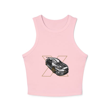 Damen Micro Rib Racer Tank Top mit Auto-Enthusiasten-Motiv