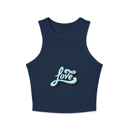 Damen Micro Rib Racer Tank Top mit Typografie-Motiven