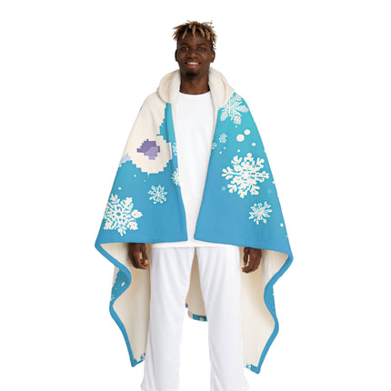 Niedliche 2 Eisbären genießen Schnee-Design mit Kapuze Sherpa Fleece Decke 