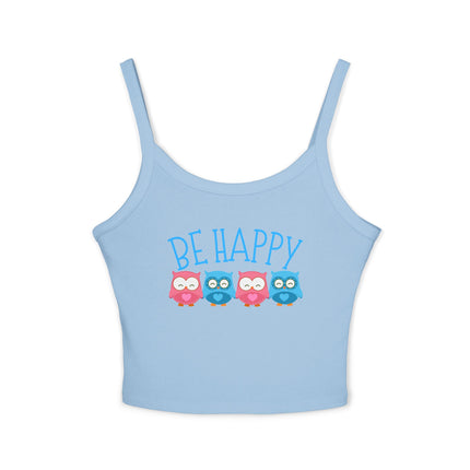 Be Happy Graphic designed Women's Spaghetti Strap Tank Top