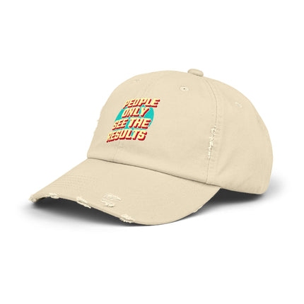 Unisex Distressed Cap mit Typografie-Motiven 