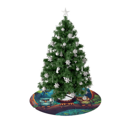 Cute Owl and its Family design themed Christmas Tree Skirts