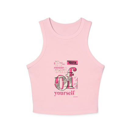 Damen Micro Rib Racer Tank Top mit Typografie-Motiven