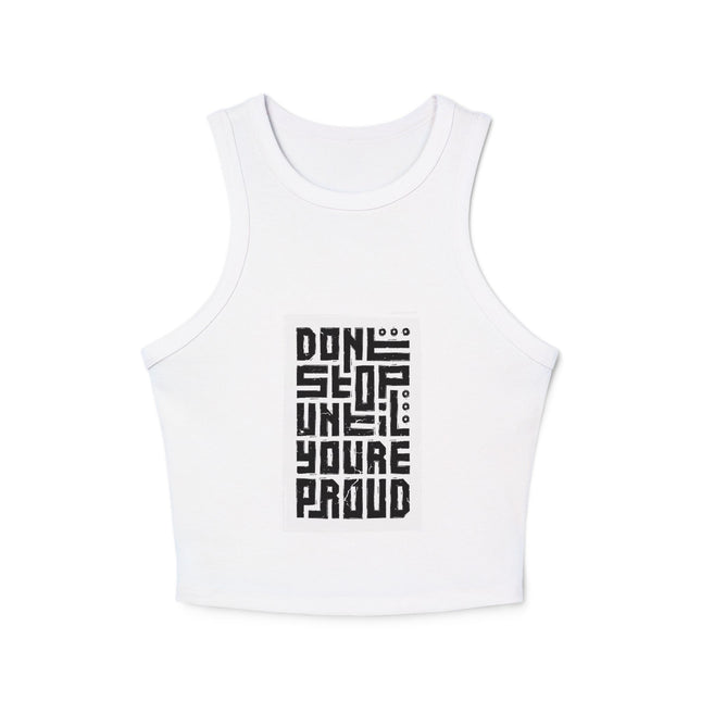 Damen Micro Rib Racer Tank Top mit Typografie-Motiven