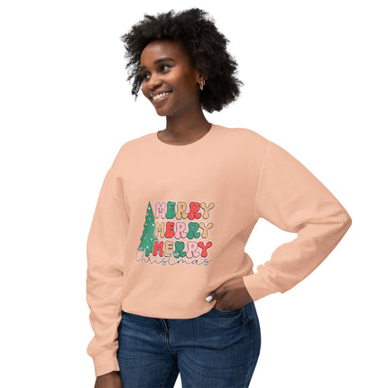 Christmas themed Unisex Lightweight Crewneck Sweatshirt