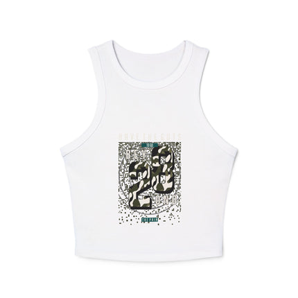 Damen Micro Rib Racer Tank Top mit Typografie-Motiven