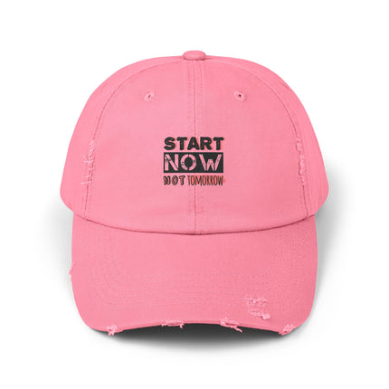 Unisex Distressed Cap mit Typografie-Motiven 