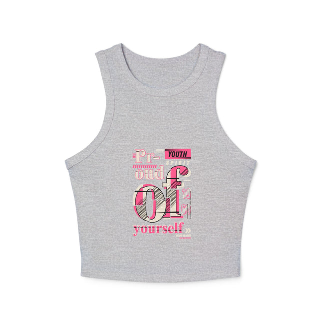 Damen Micro Rib Racer Tank Top mit Typografie-Motiven