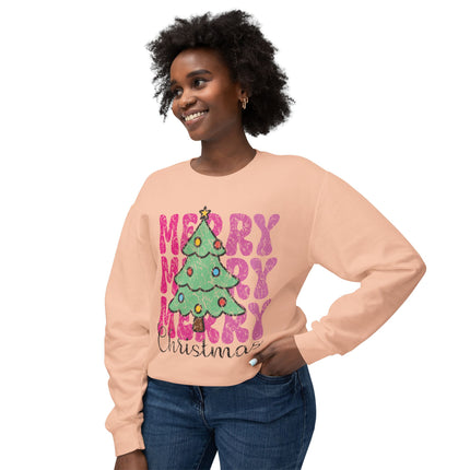 Christmas themed Unisex Lightweight Crewneck Sweatshirt