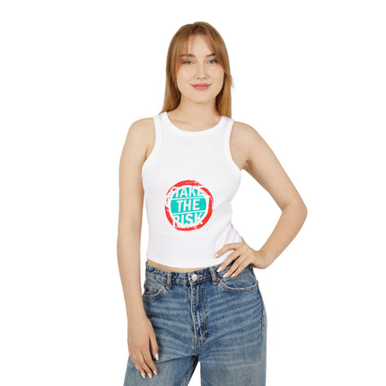 Damen Micro Rib Racer Tank Top mit Typografie-Motiven