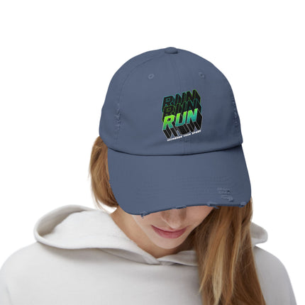 Unisex Distressed Cap mit Typografie-Motiven 