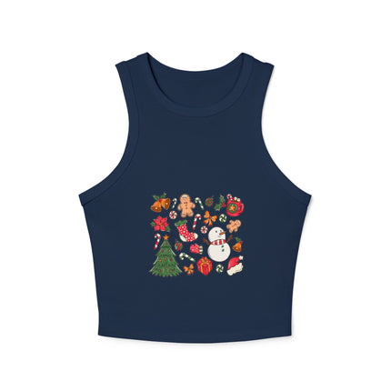 Christmas themed Women's Micro Rib Racer Tank Top