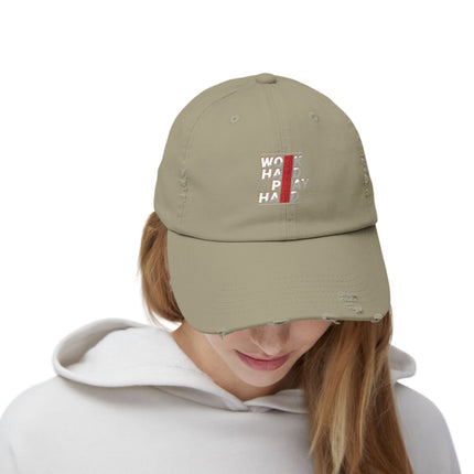 Unisex Distressed Cap mit Typografie-Motiven 