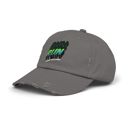 Unisex Distressed Cap mit Typografie-Motiven 