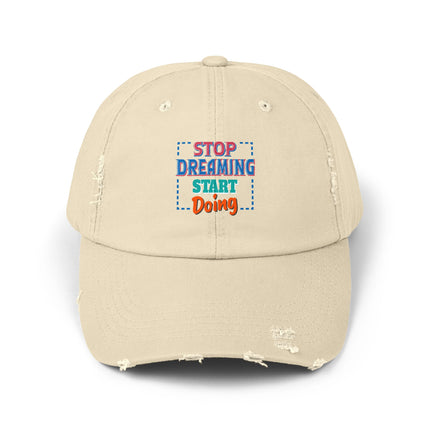 Unisex Distressed Cap mit Typografie-Motiven 
